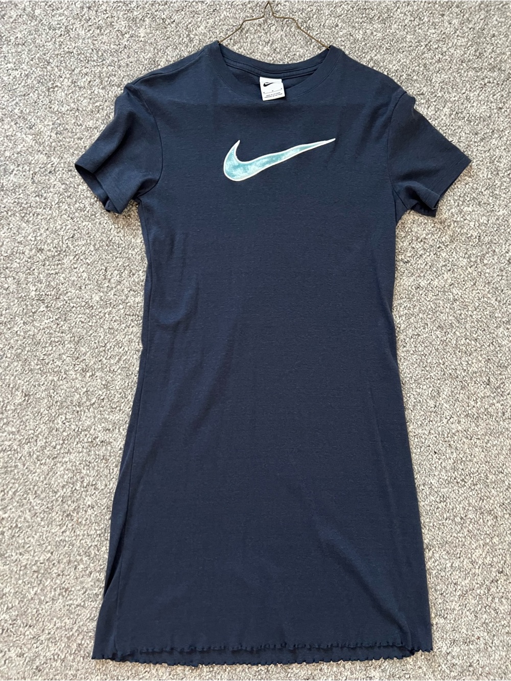 Nike Women's Navy Mini Dress with Teal Swoosh